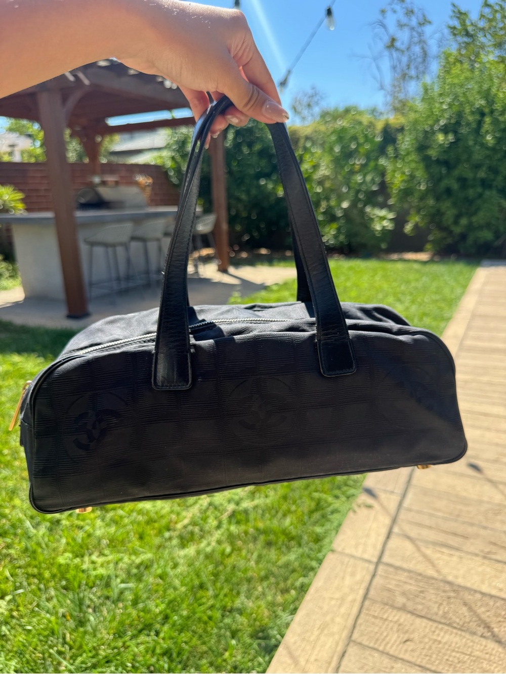 Vintage Chanel black bowler bag